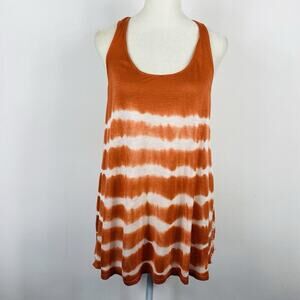 Hem & Thread Size Small Tie Dye Crochet Back Tank Top Orange